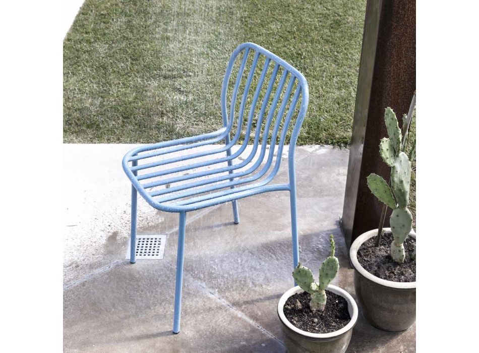 Stapelbar metallstol för utomhusbruk Made in Italy 2 delar - helt enkelt Viadurini
