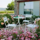 Stapelbar utomhusstol pulverlackerad Tillverkad i Italien, 4 delar - Amina Viadurini