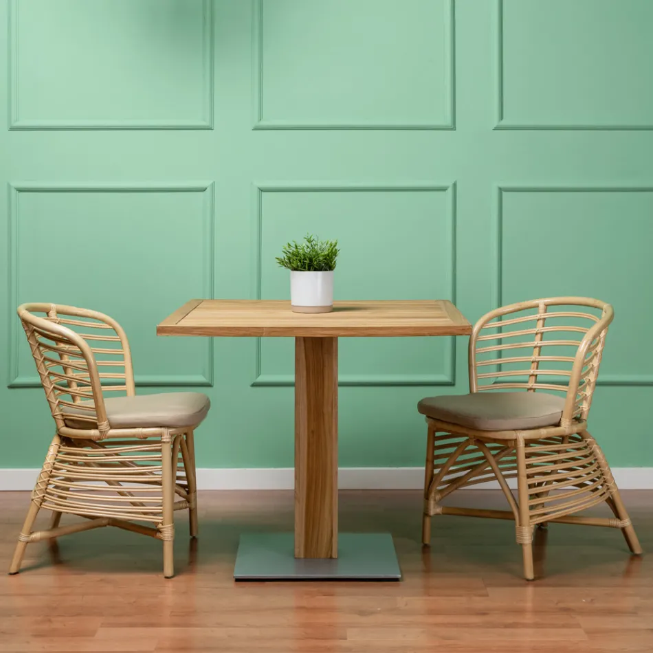 Trädgårdsstol i naturrotting med dyna ingår - Torvi Viadurini