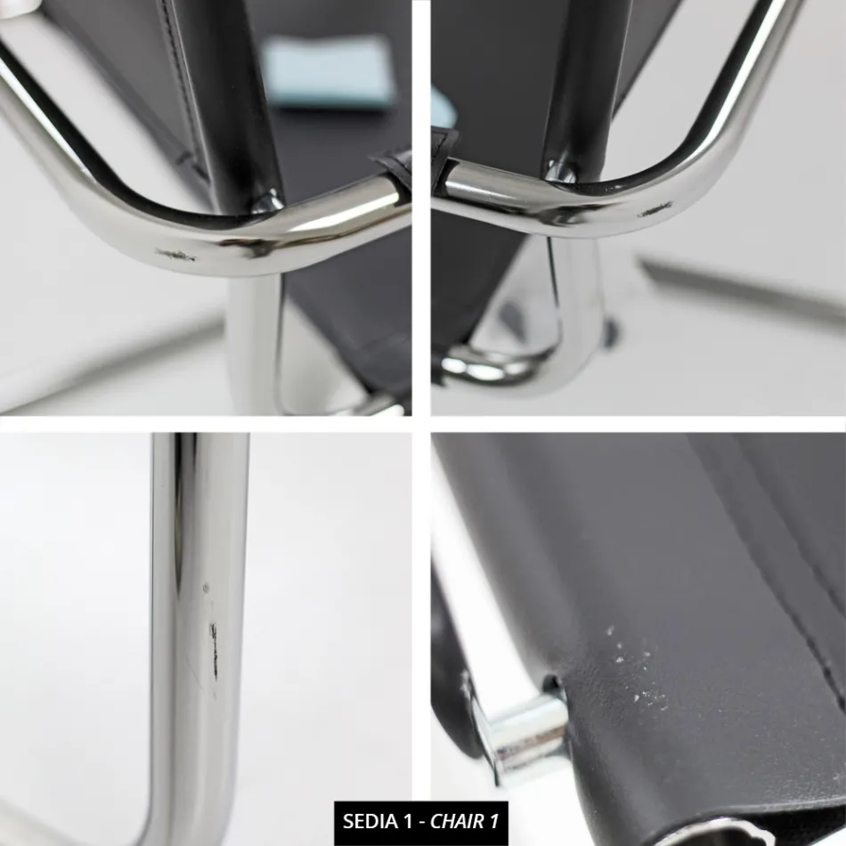 Konferensrums- eller mötesrumsstol i svart läder och metall – Cirillo1/2 Viadurini