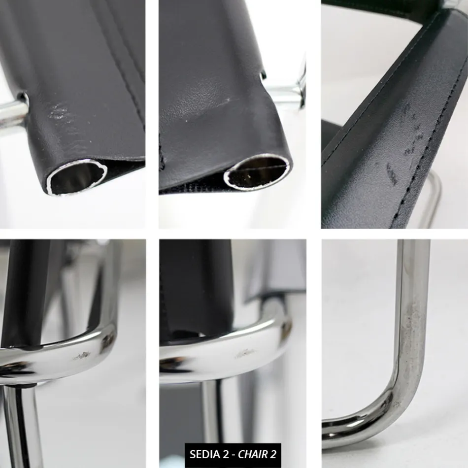 Konferensrums- eller mötesrumsstol i svart läder och metall – Cirillo1/2 Viadurini