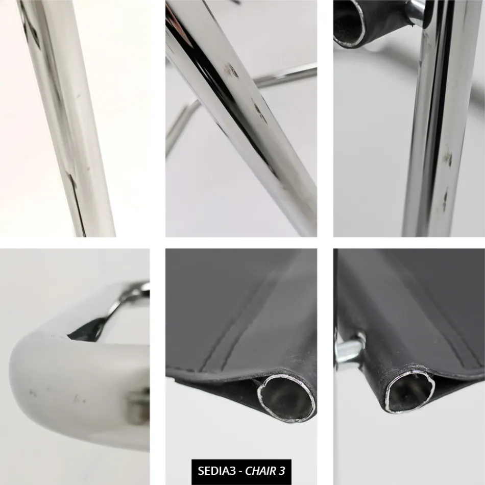 Konferens- eller mötesstol i svart läder och metall – Cirillo3/4 Viadurini