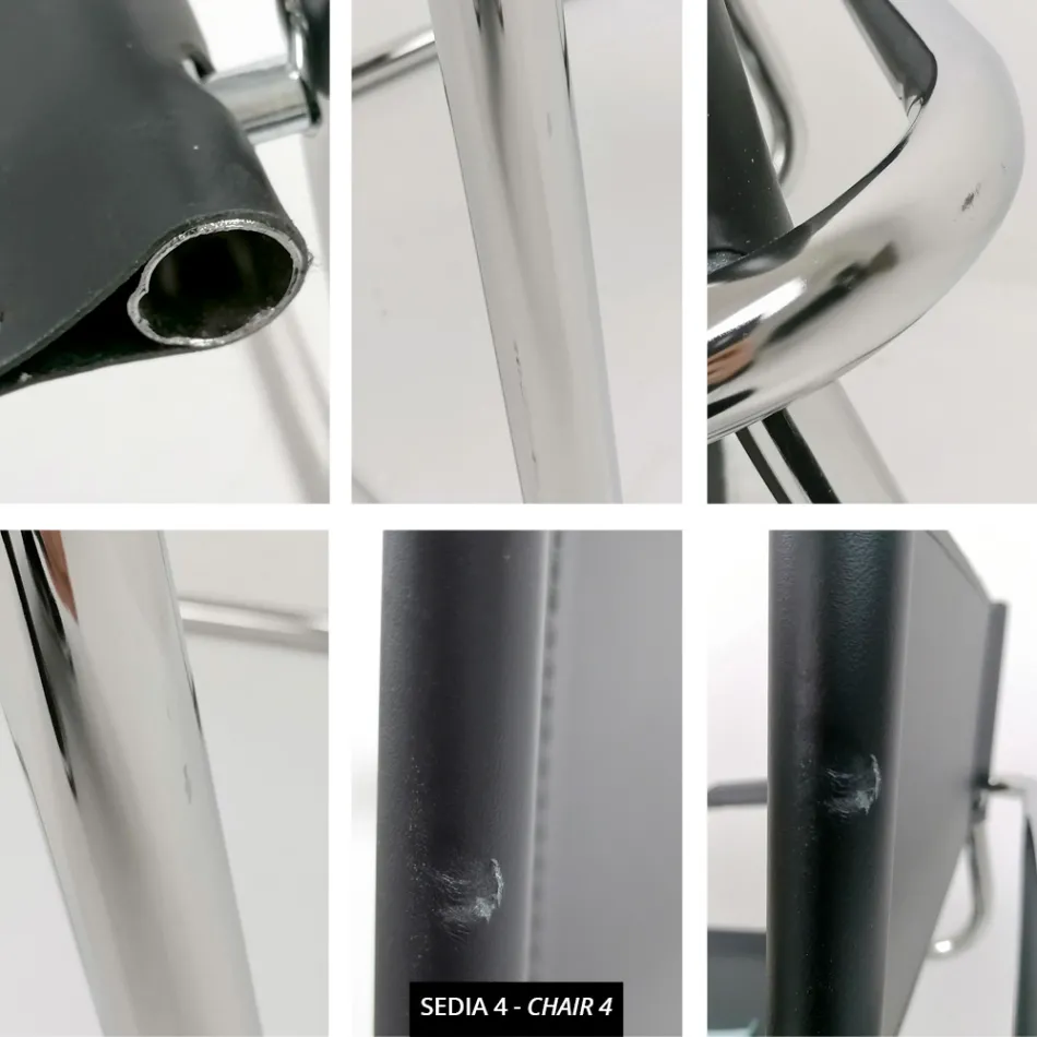 Konferens- eller mötesstol i svart läder och metall – Cirillo3/4 Viadurini