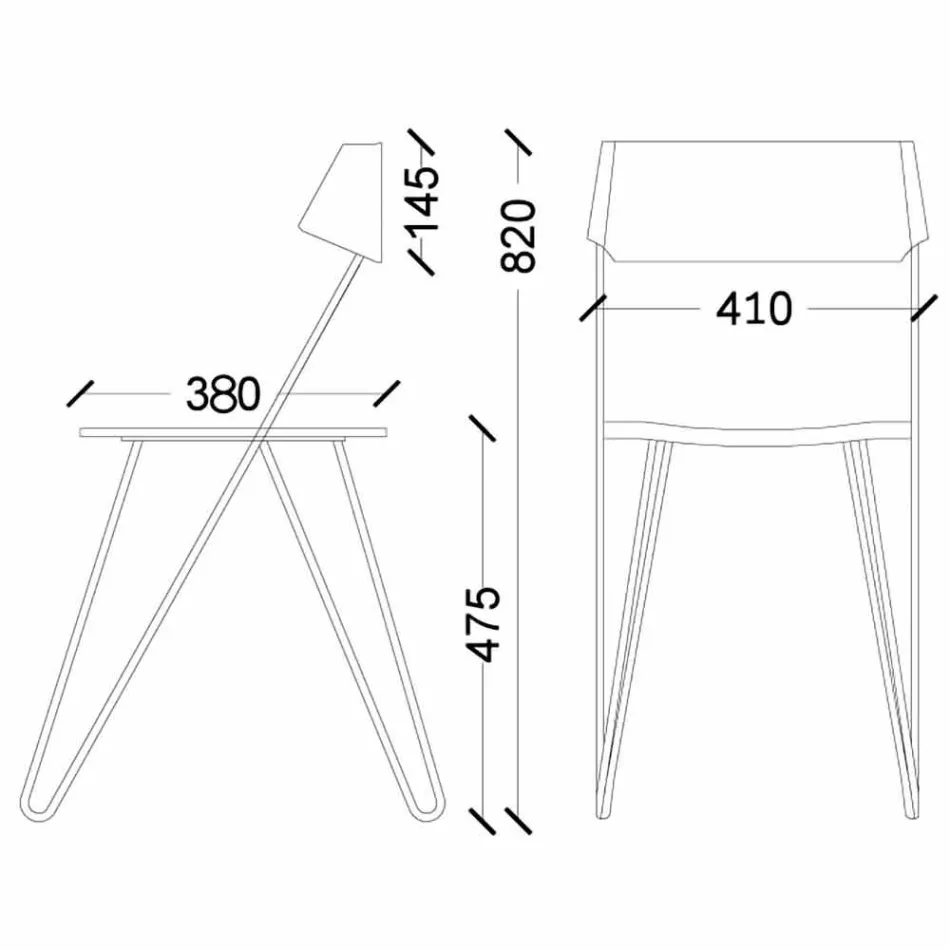 Handgjord matstol i trä och stål Tillverkad i Italien - Valencia Viadurini