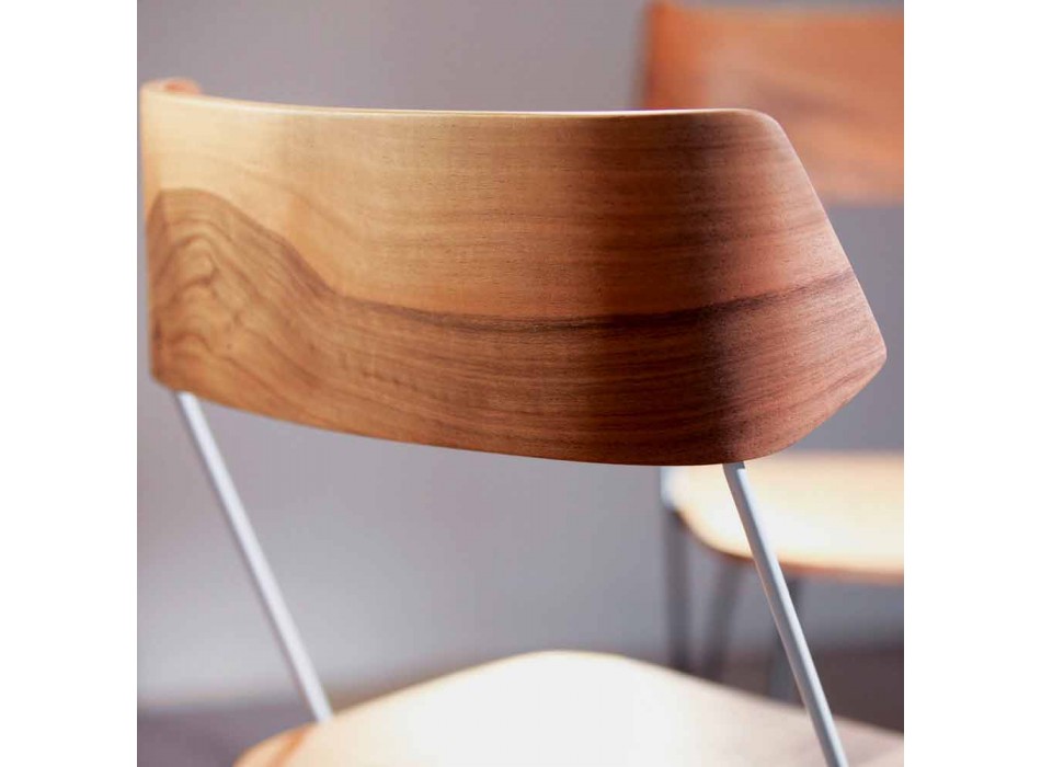 Handgjord matstol i trä och stål Tillverkad i Italien - Valencia Viadurini