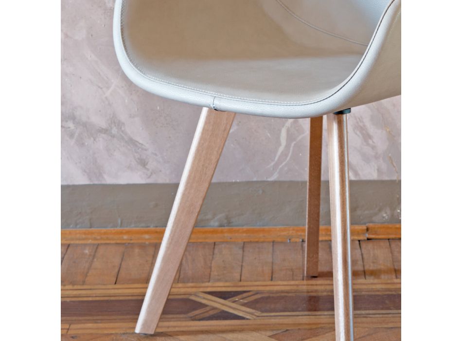 Matsalsstol med modern design i läder Tillverkad i Italien - Simba Viadurini