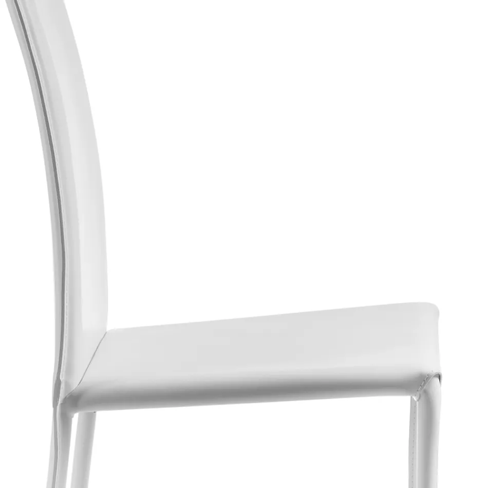 Designermatsalsstol klädd i läder Tillverkad i Italien - Sissy Viadurini