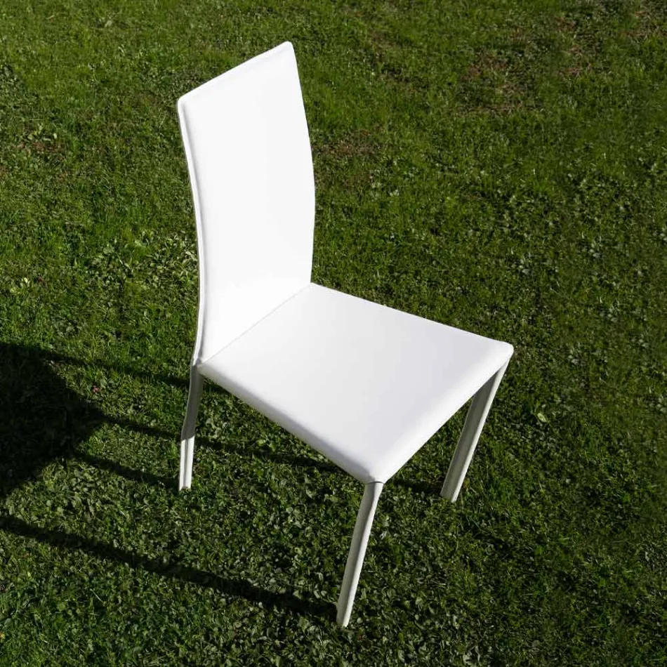 Designermatsalsstol klädd i läder Tillverkad i Italien - Sissy Viadurini