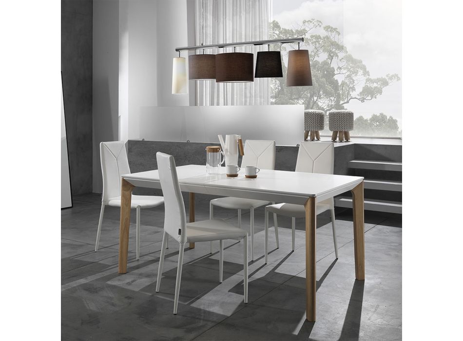 Stapelbar matsalsstol i 4 delar syntetiskt läder - Sibirien Viadurini