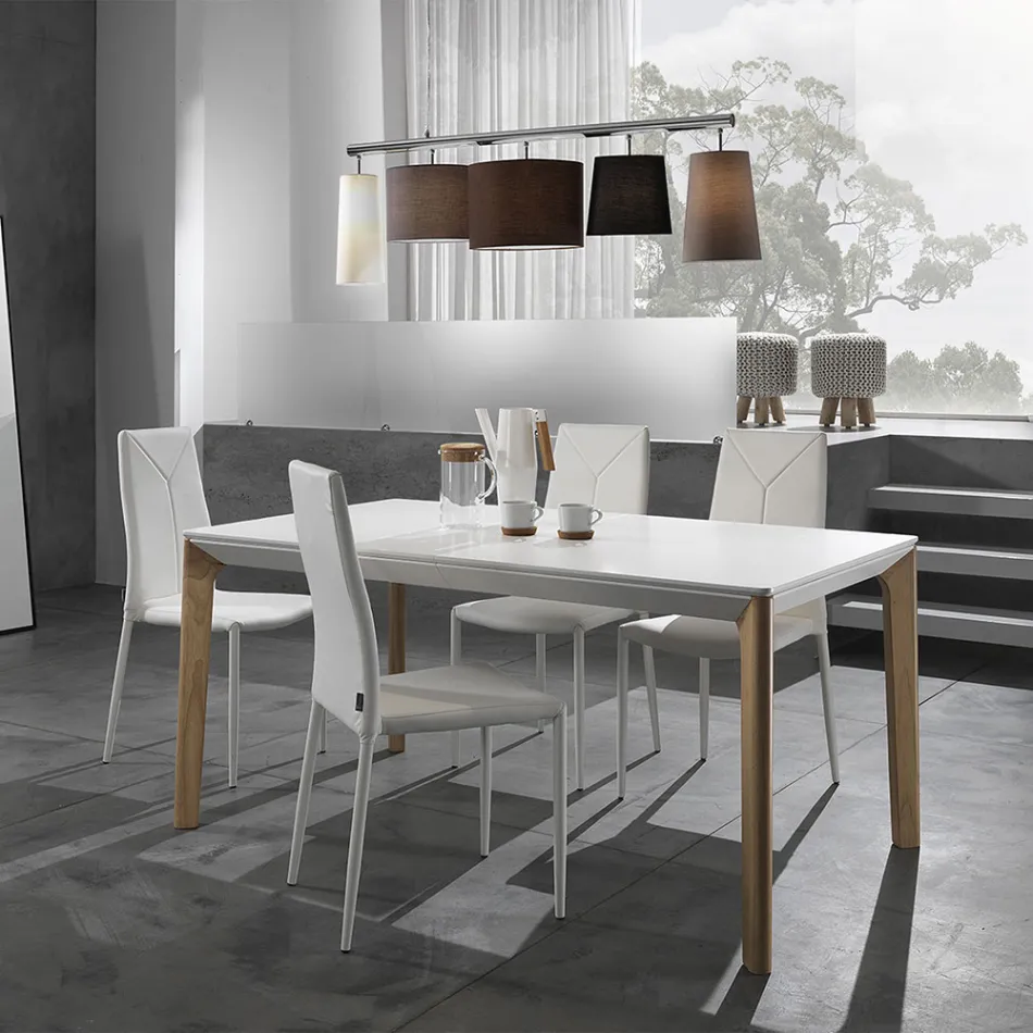 Stapelbar matsalsstol i 4 delar syntetiskt läder - Sibirien Viadurini