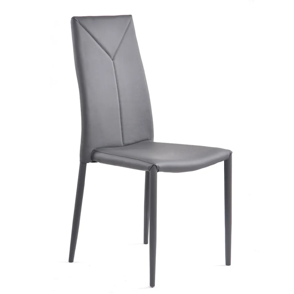 Stapelbar matsalsstol i 4 delar syntetiskt läder - Sibirien Viadurini