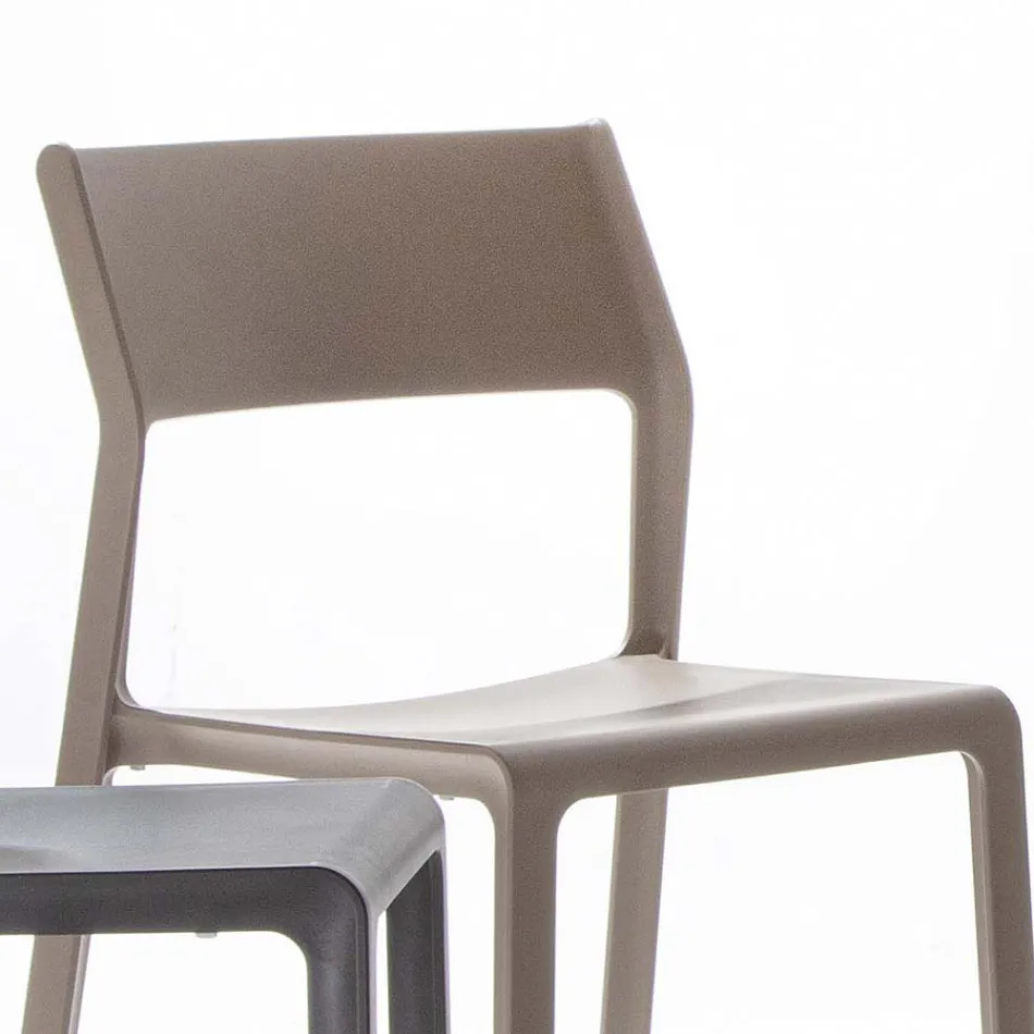 Stapelbar matsalsstol i färgad polypropen, 4 stycken - Abelia Viadurini