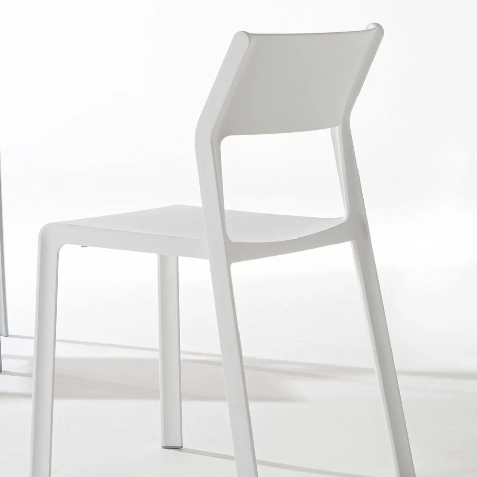 Stapelbar matsalsstol i färgad polypropen, 4 stycken - Abelia Viadurini
