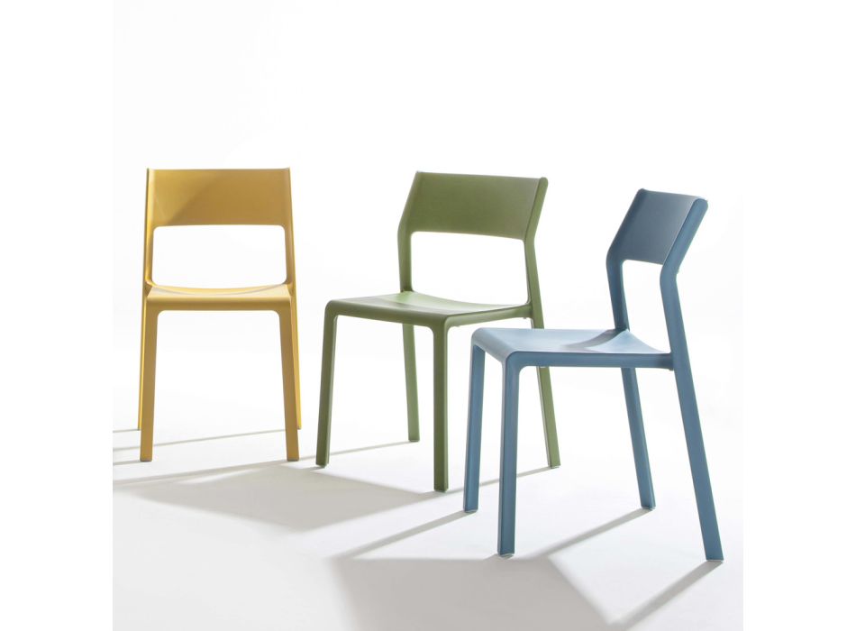 Stapelbar matsalsstol i färgad polypropen, 4 stycken - Abelia Viadurini
