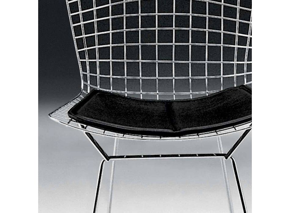 Matsalsstol i förkromat stål och läder Tillverkad i Italien - Beniamino Viadurini