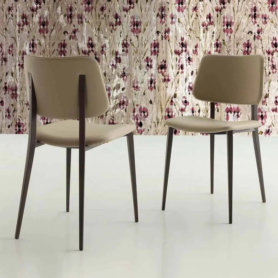 Matsalstol i Ecoleather och Metal Made in Italy, 2 stycken - Selen Viadurini