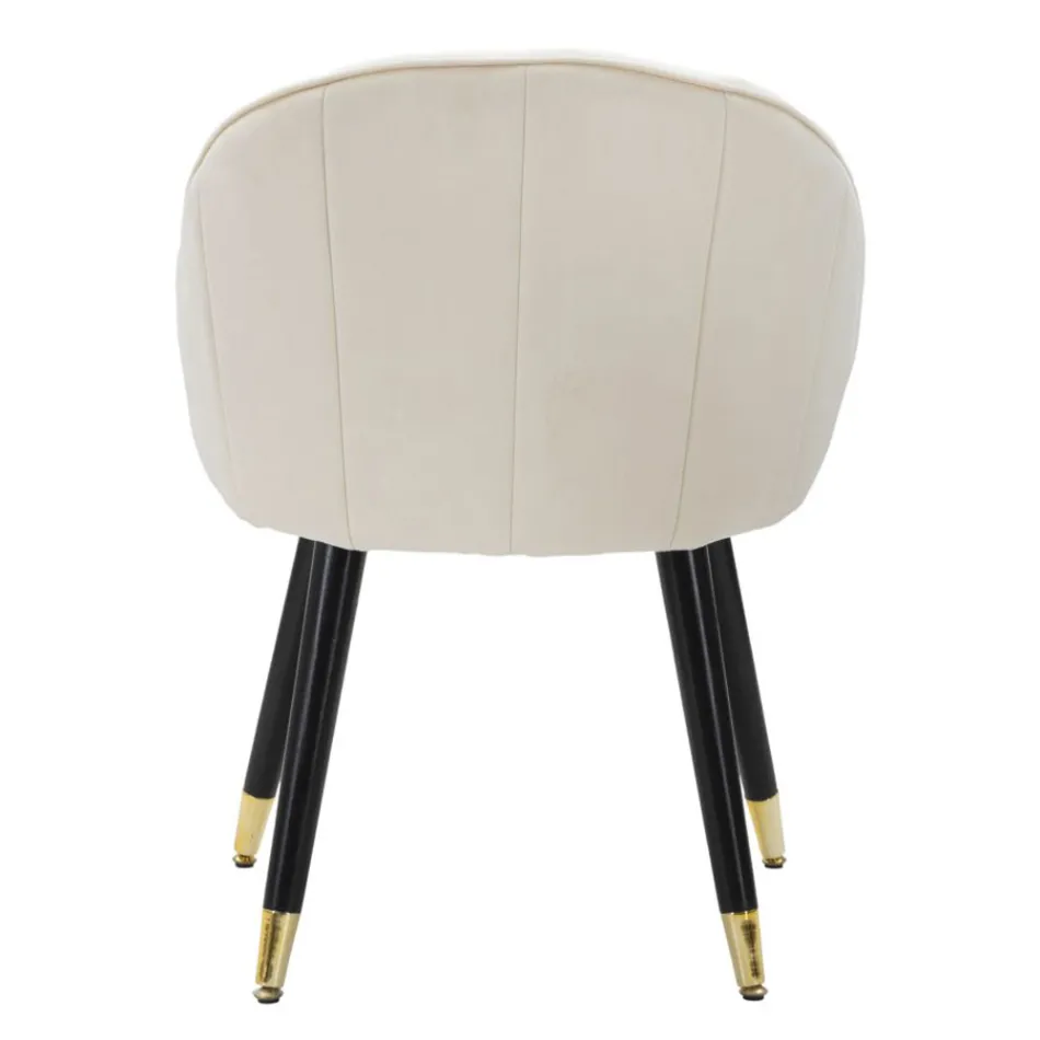 Matsalsstol i trä med säte täckt i tyg - Latina Viadurini