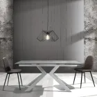 Matsalsstol i mikrofiber och mattsvart metall 4 delar - Jake Viadurini