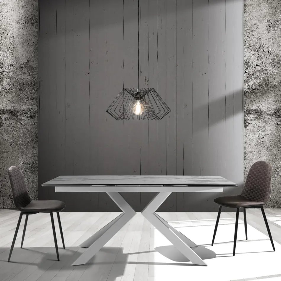 Matsalsstol i mikrofiber och mattsvart metall 4 delar - Jake Viadurini