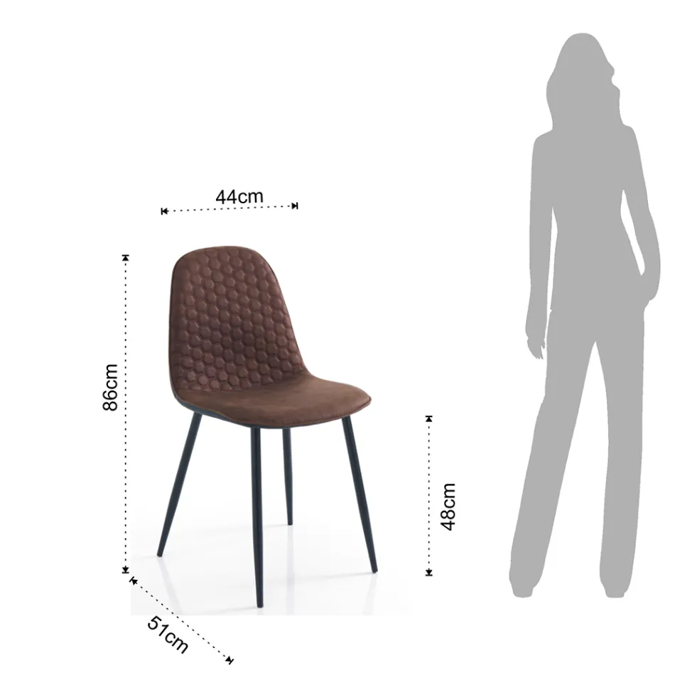 Matsalsstol i mikrofiber och mattsvart metall 4 delar - Jake Viadurini