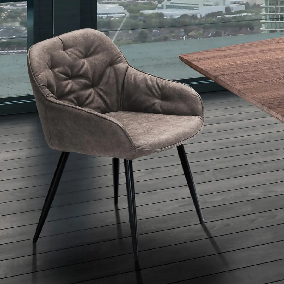 Matsalsstol i Aged Effect Läder 2 delar - Garbina Viadurini