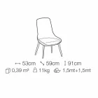 Tyg Matsalstol med träbas Tillverkad i Italien - Kokosnöt Viadurini