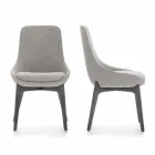 Tyg Matsalstol med träbas Tillverkad i Italien - Kokosnöt Viadurini