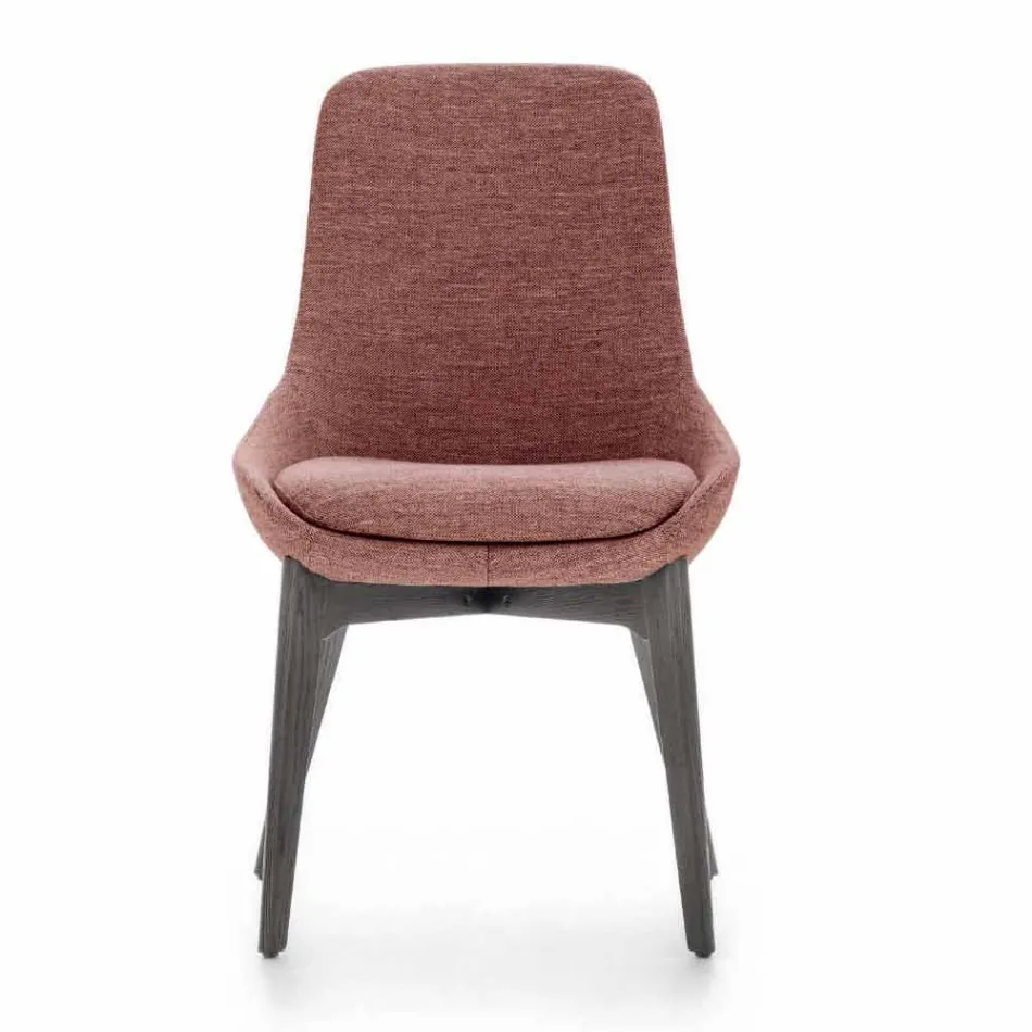 Tyg Matsalstol med träbas Tillverkad i Italien - Kokosnöt Viadurini