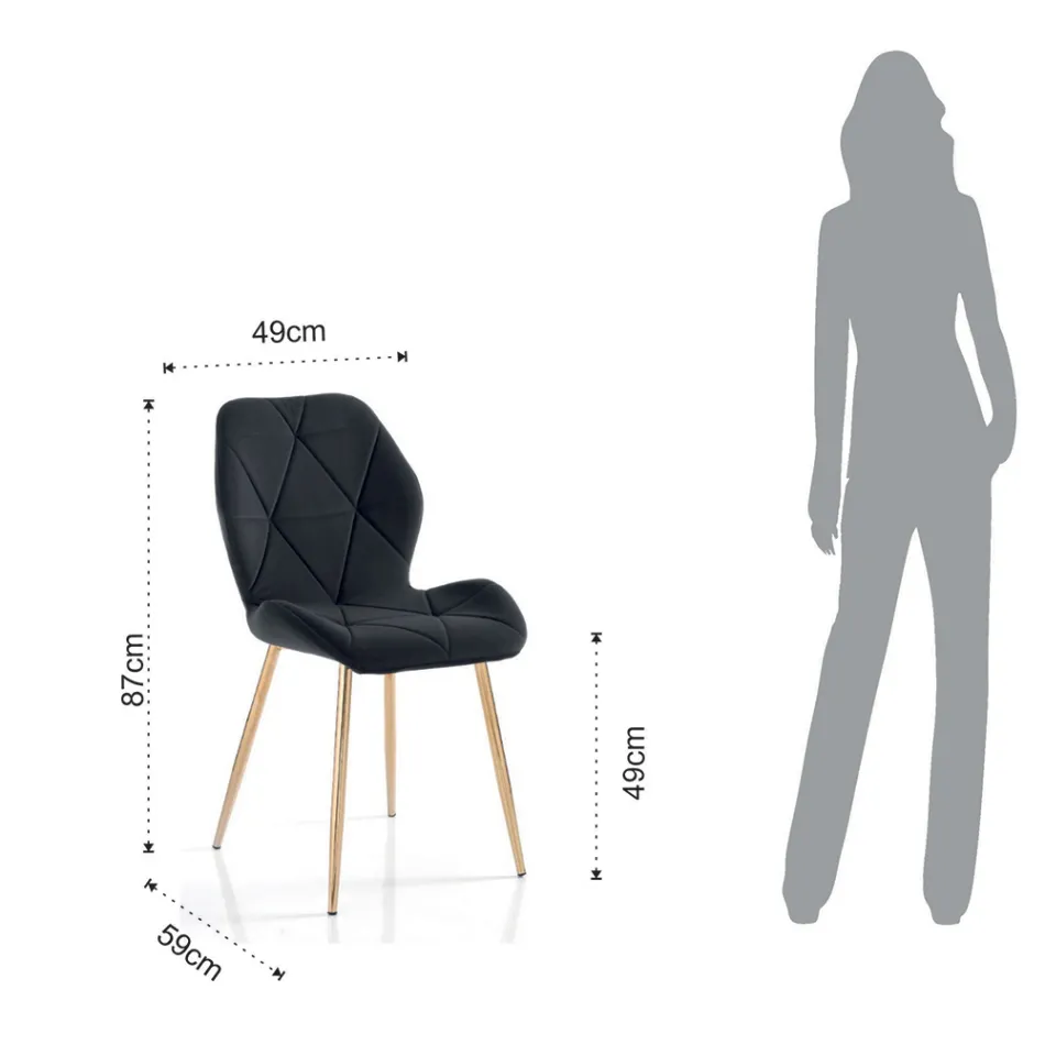 Matsalsstol i tyg och gyllene metall 4 delar - Smeralda Viadurini