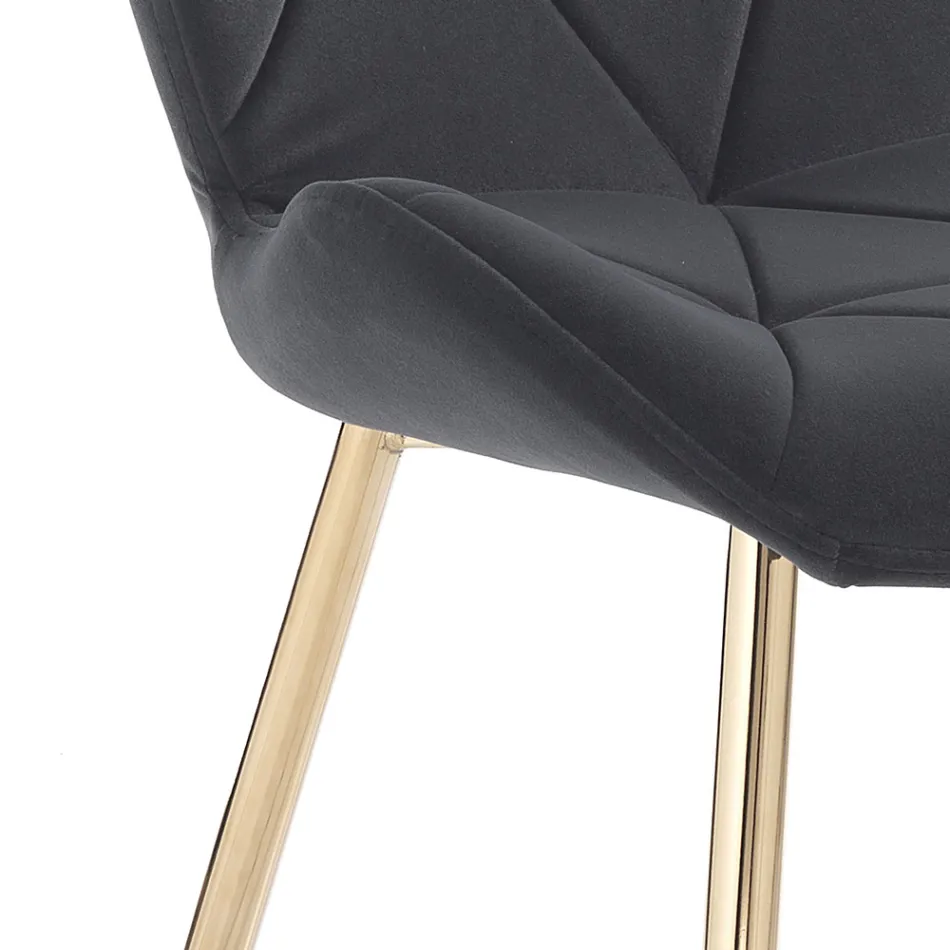 Matsalsstol i tyg och gyllene metall 4 delar - Smeralda Viadurini