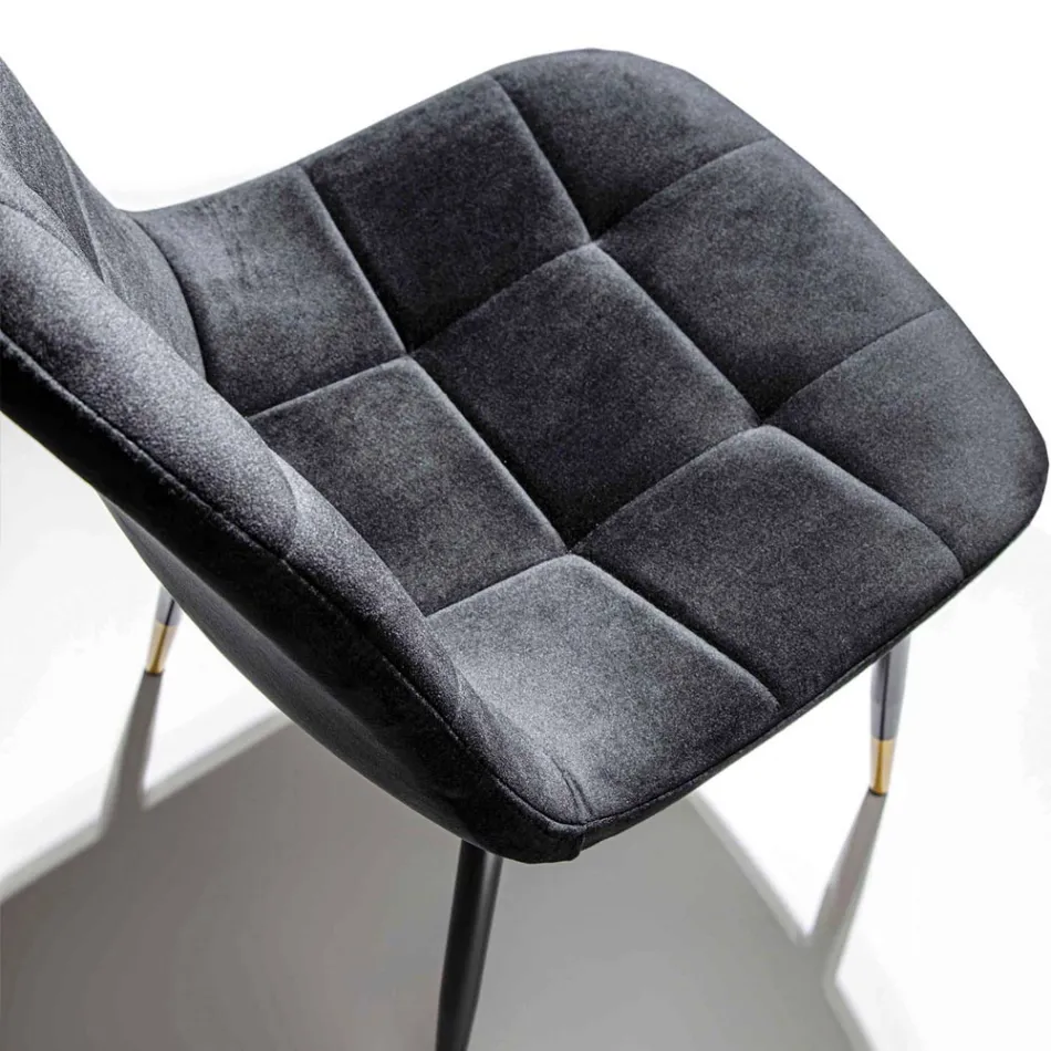 Matsalsstol i fläckbeständig sammet och metall, 4 delar - Carlina Viadurini