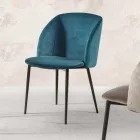 Matsalsstol i sammet med ben i svart metall, 4 delar - Hanna Viadurini