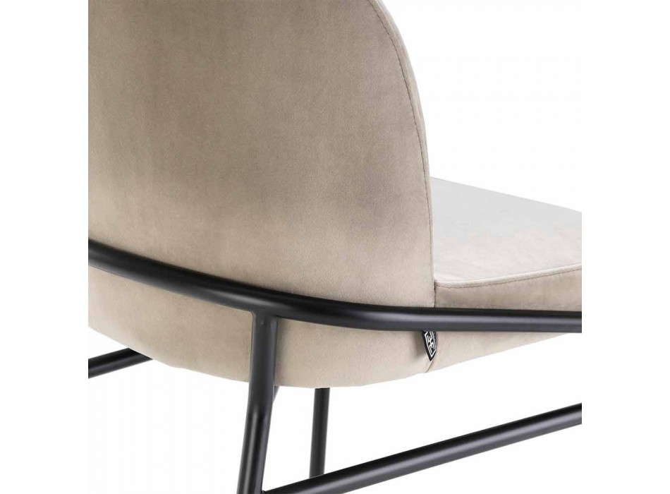 Modern matsalsstol i tyg och svart järn, 2 stycken - Marica Viadurini