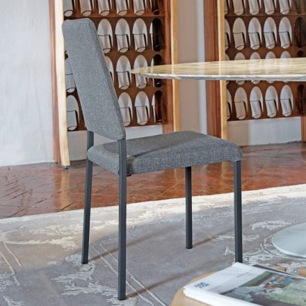 Matsalsstol med avtagbar klädsel klädd i Made in Italy-tyg - Toyko Viadurini