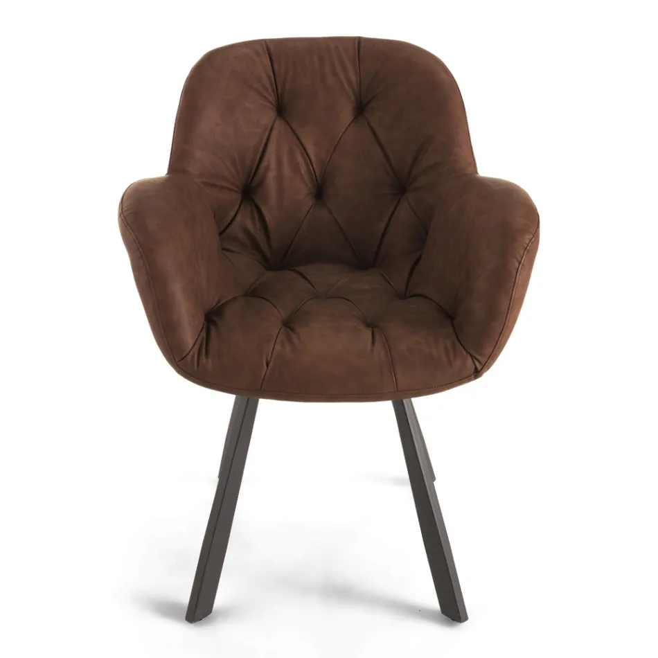 Matsalsstol i Ecoleather metallstruktur 2 delar - Delpiero Viadurini