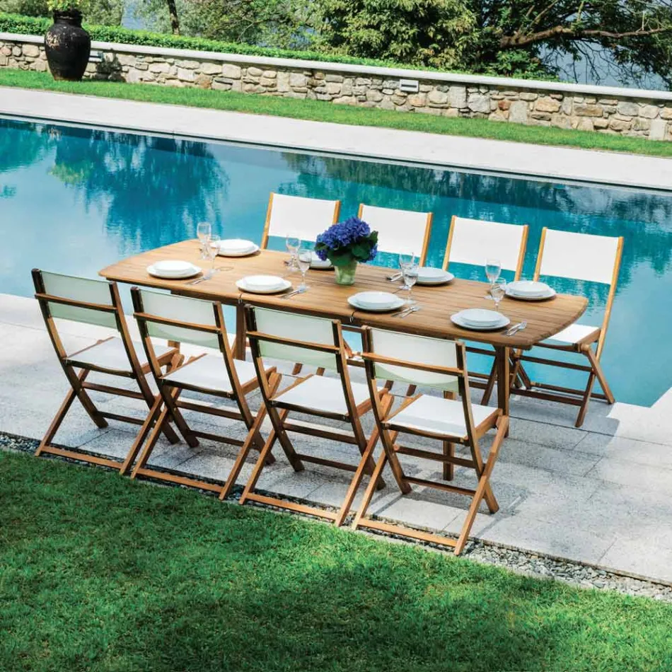 Utefällbar stol i akaciaträ och textilen - Perfekt Viadurini