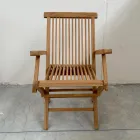 Fällbar utomhusstol i teak med armstöd – Yggdrasil Viadurini