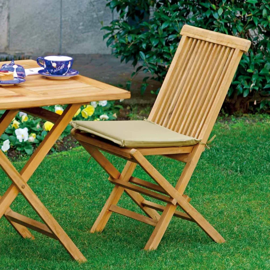 Hopfällbar trädgårdsstol av teak - ljus Viadurini