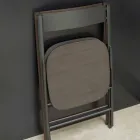 Fällbar stol i metall och ek 2 delar tillverkade i Italien - Roberta Viadurini