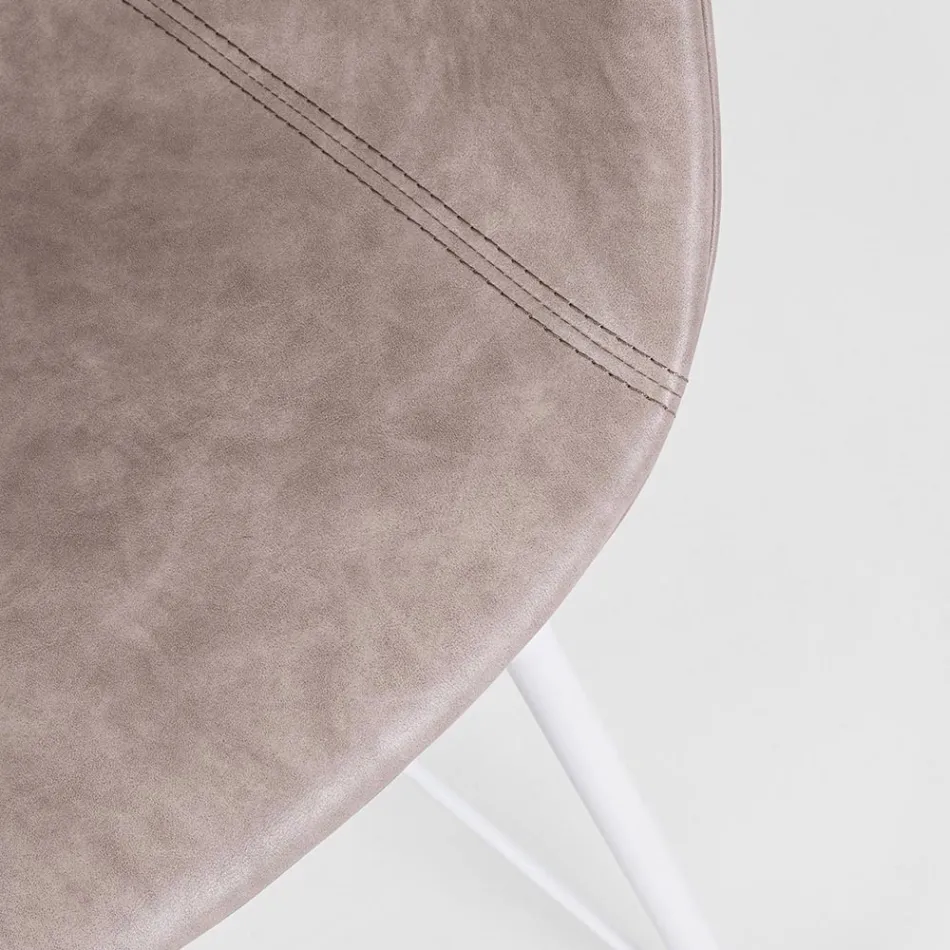 Stol Fåtölj i vitt eller svart stål och Vintage Ecoleather - Gongo Viadurini