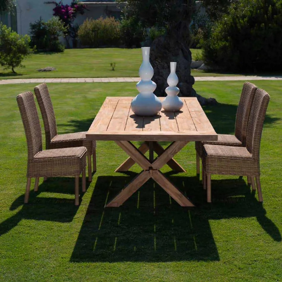 Uteserveringsstol i vävd syntetisk rotting och tyg, 2 stycken - Yves Viadurini