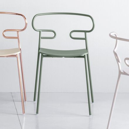Precious Stapelbar stol i metall och ask Tillverkad i Italien, 2 delar - Trosa Viadurini