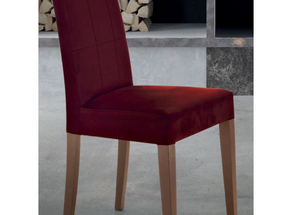 Klädd stol med ben av bokträ tillverkad i Italien - Taranto Viadurini