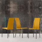 Läderklädd stol med metallkonstruktion tillverkad i Italien, 2 delar - zink Viadurini