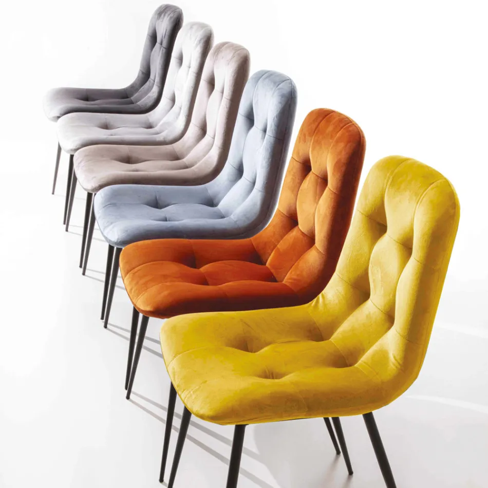 Fläckbeständig matstol med sammet, 4 delar - Kylie Viadurini