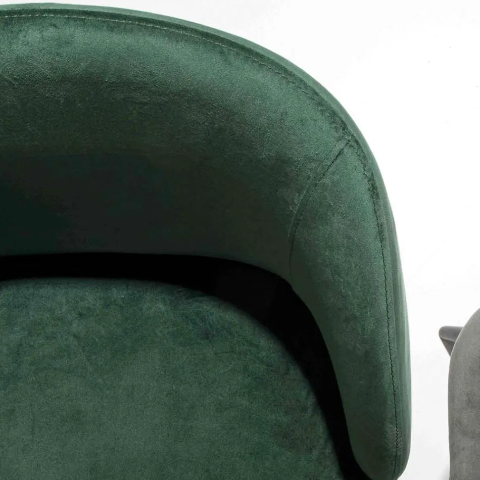 Stol klädd i sammet med bas i svartlackerad metall, 2 delar - Havanna Viadurini