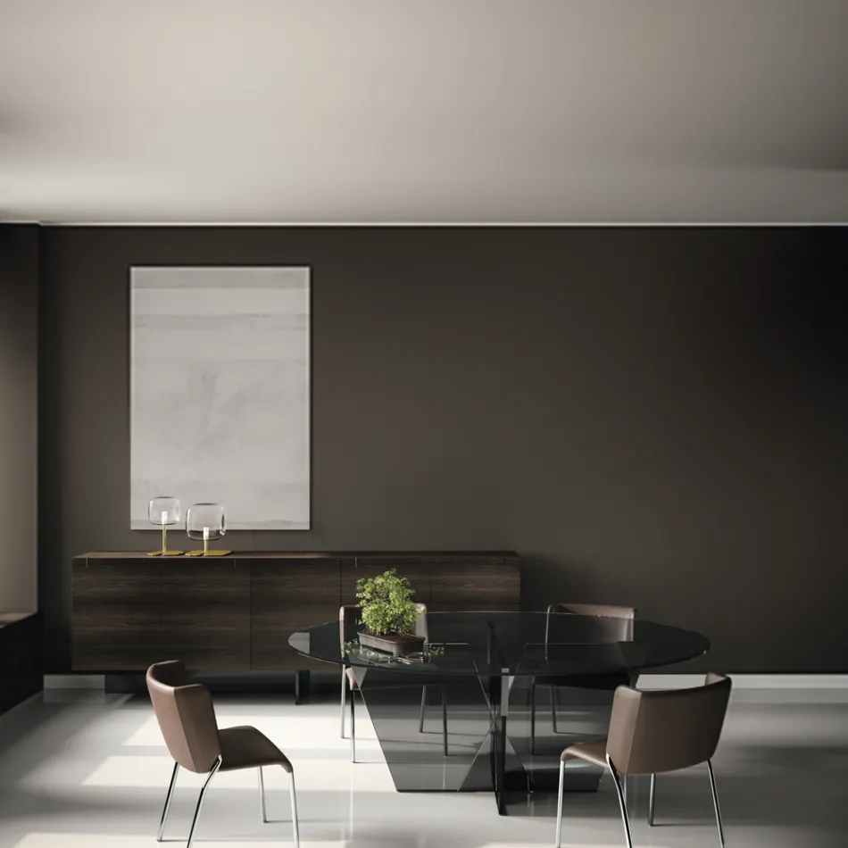 Matsalsstol med sits klädd i läder Tillverkad i Italien - Giulia Viadurini