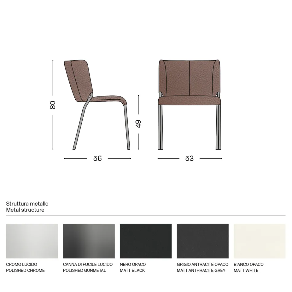 Matsalsstol med sits klädd i läder Tillverkad i Italien - Giulia Viadurini