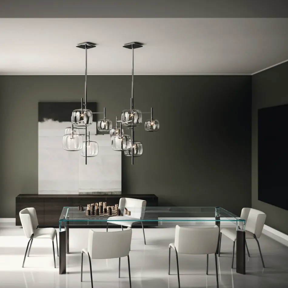 Matsalsstol med sits klädd i läder Tillverkad i Italien - Giulia Viadurini