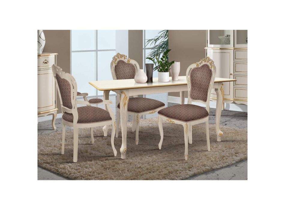 Matsalsstol i vitt trä och tyg Made in Italy - Majesty Viadurini